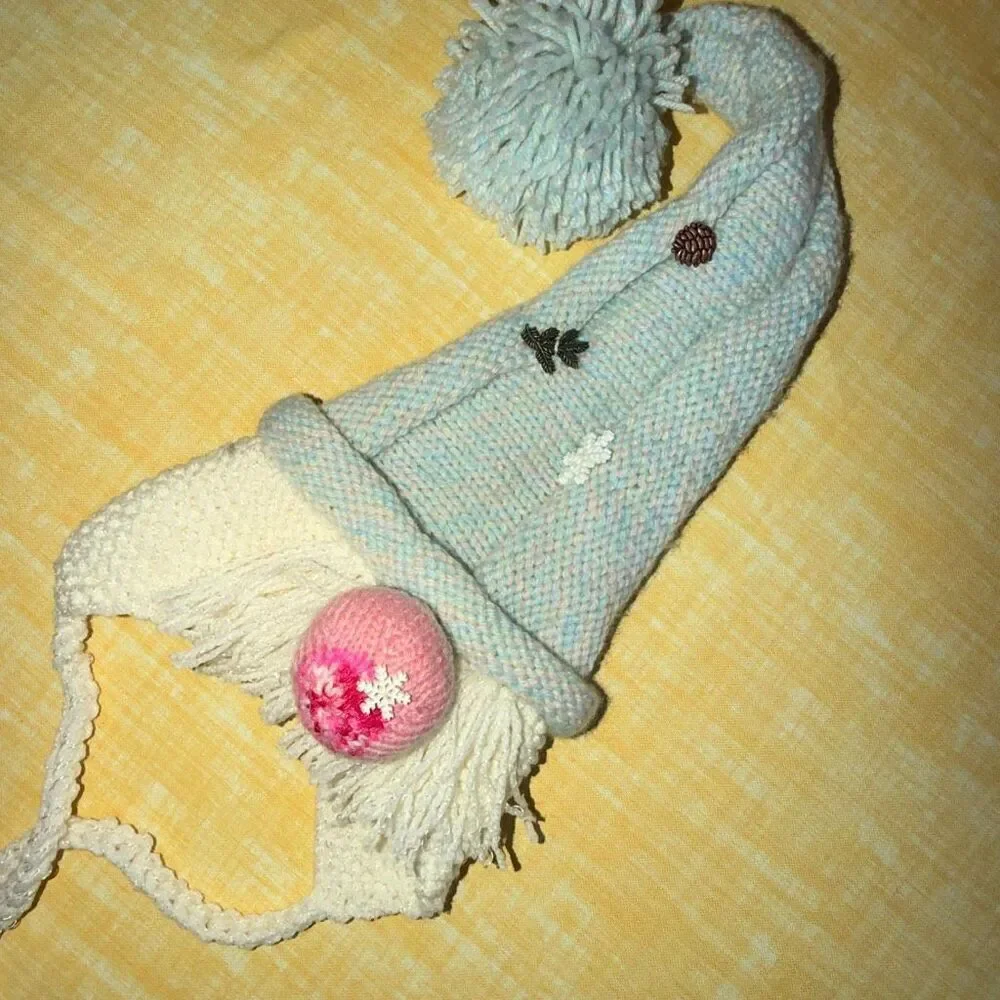 Hand knit Gnome kids hat